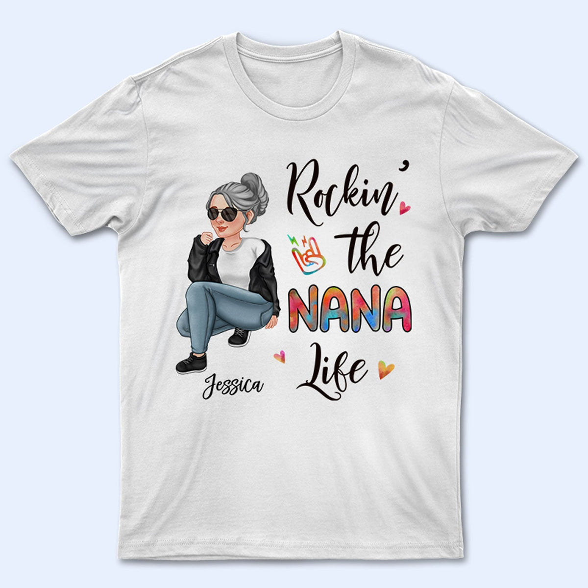 Rockin' The Nana Life - Cadeau pour grand-mère, maman - T-shirt personnalisé