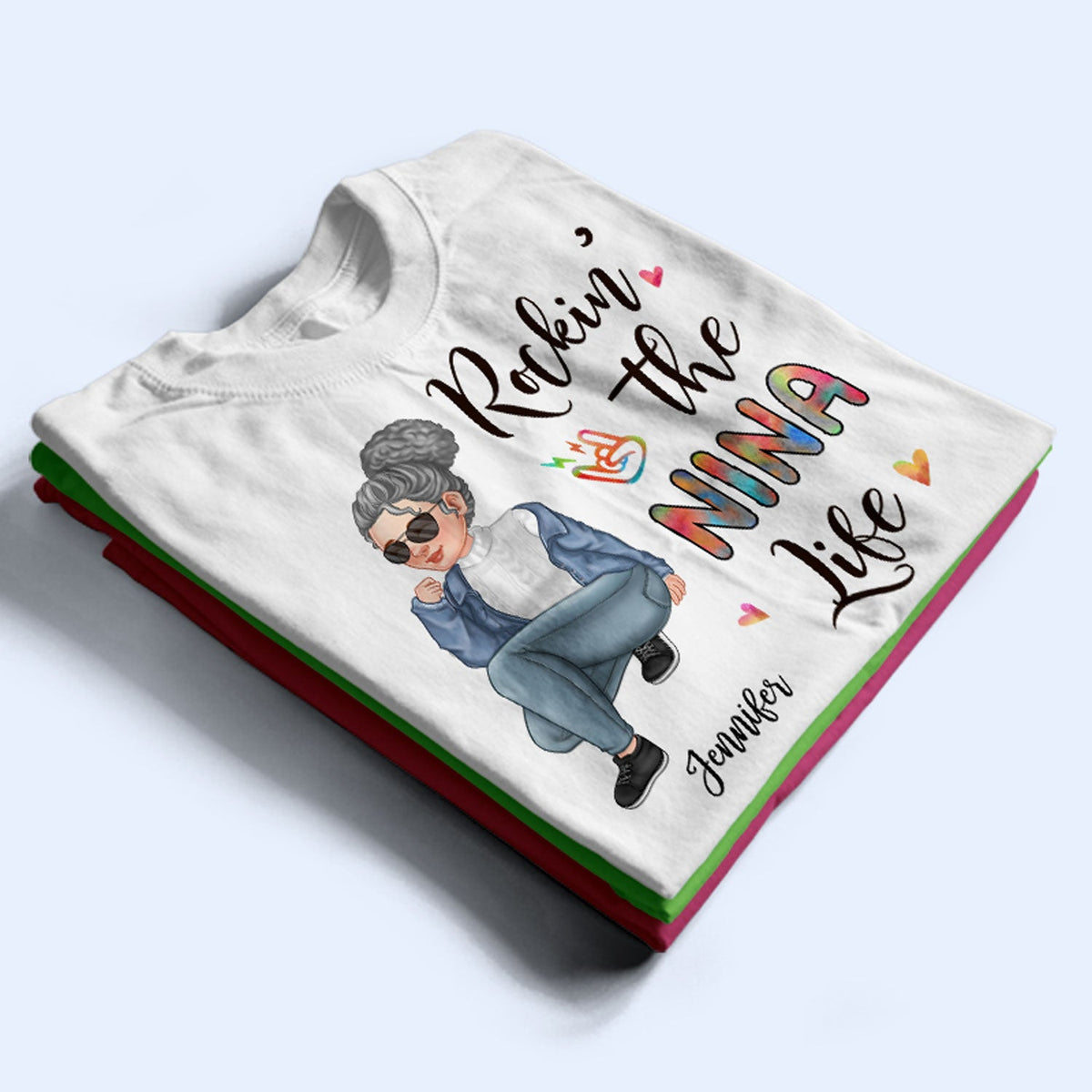 Rockin' The Nana Life - Cadeau pour grand-mère, maman - T-shirt personnalisé