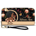 Black Mom - Cadeau pour maman, maman, maman - Portefeuille long en cuir personnalisé