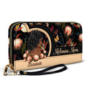 Black Mom - Cadeau pour maman, maman, maman - Portefeuille long en cuir personnalisé