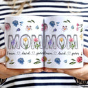 Maman, Nana Fleurs - Cadeau pour maman, grand-mère - Mug imprimé effet gonflé 3D, Mug blanc personnalisé bord à bord