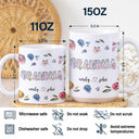 Maman, Nana Fleurs - Cadeau pour maman, grand-mère - Mug imprimé effet gonflé 3D, Mug blanc personnalisé bord à bord