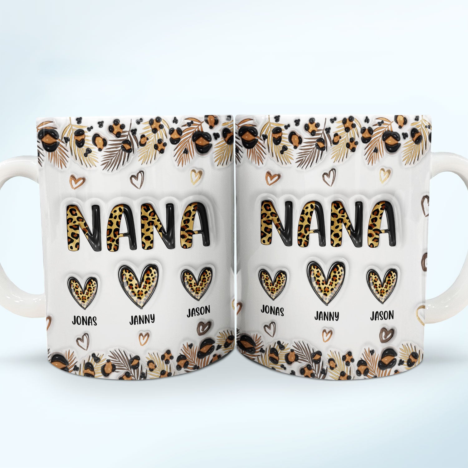 Leopard Nana Title - Birthday, Loving Gift For Mom, Mother, Mama, Grandma, Grandmother - 3D Inflated Effect Printed Mug, Personalized White Edge-to-Edge Mug