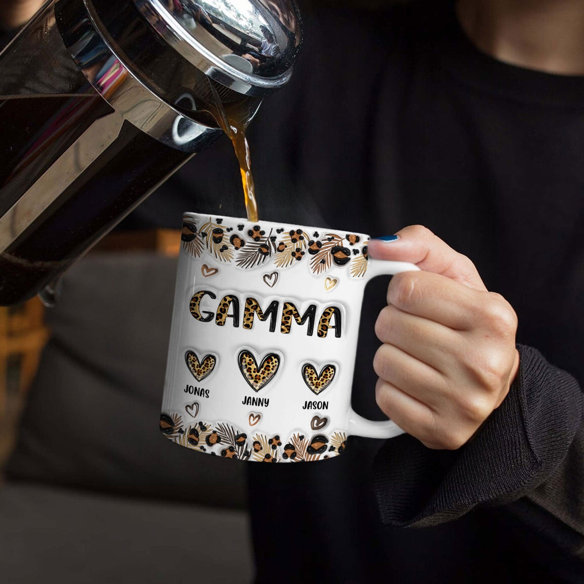 Leopard Nana Title - Birthday, Loving Gift For Mom, Mother, Mama, Grandma, Grandmother - 3D Inflated Effect Printed Mug, Personalized White Edge-to-Edge Mug