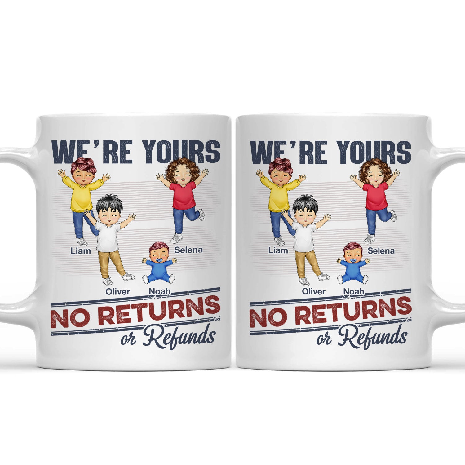 No Returns Or Refunds Funny Chibi Grandkids - Gift For Dad, Mom, Grandma, Grandpa - Personalized Mug