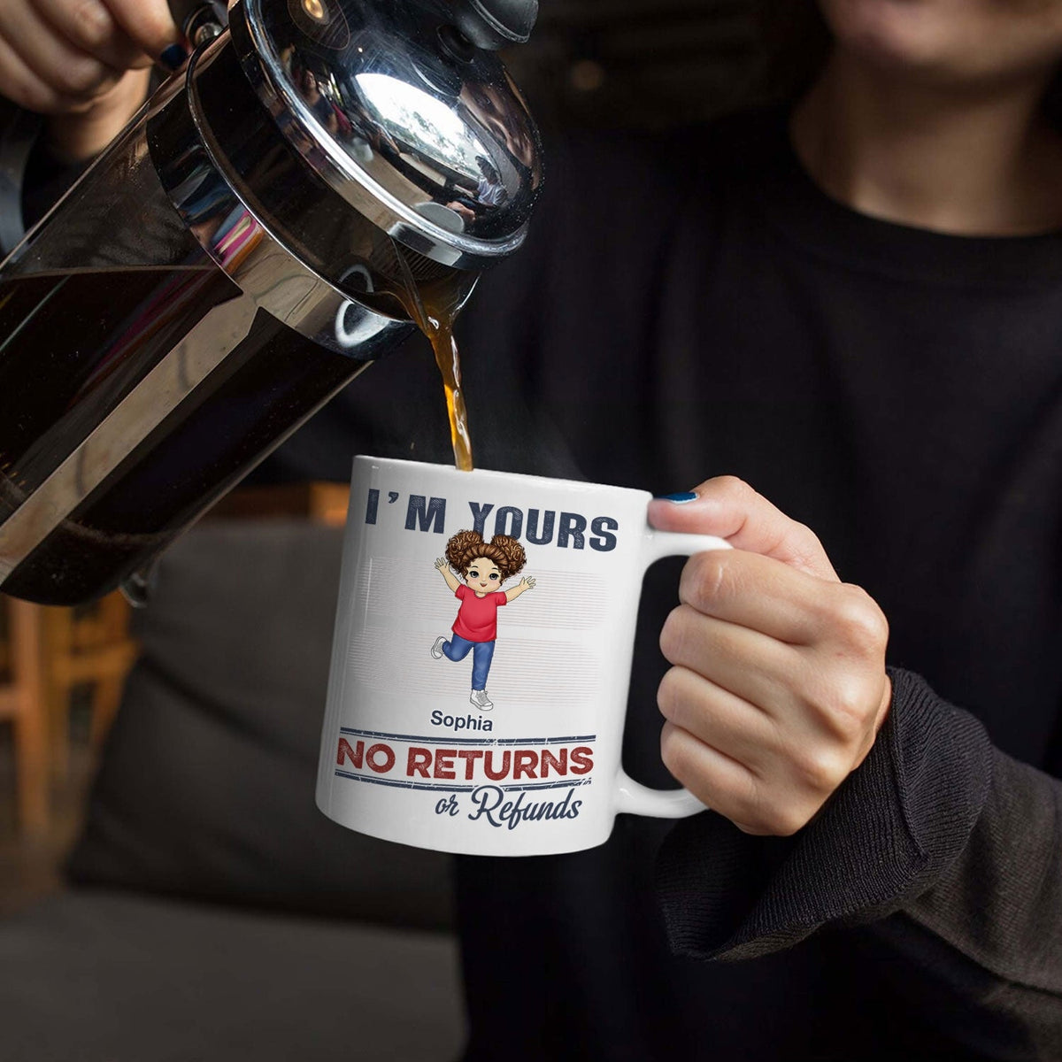 No Returns Or Refunds Funny Chibi Grandkids - Gift For Dad, Mom, Grandma, Grandpa - Personalized Mug