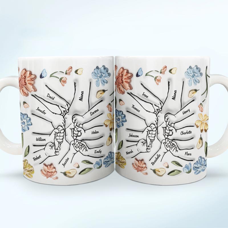 Hand In Hand, I Will Always Protect You 10 To 20 - Gift For Mom, Grandma - 3D Inflated Effect Printed Mug, Personalized White Edge-to-Edge Mug