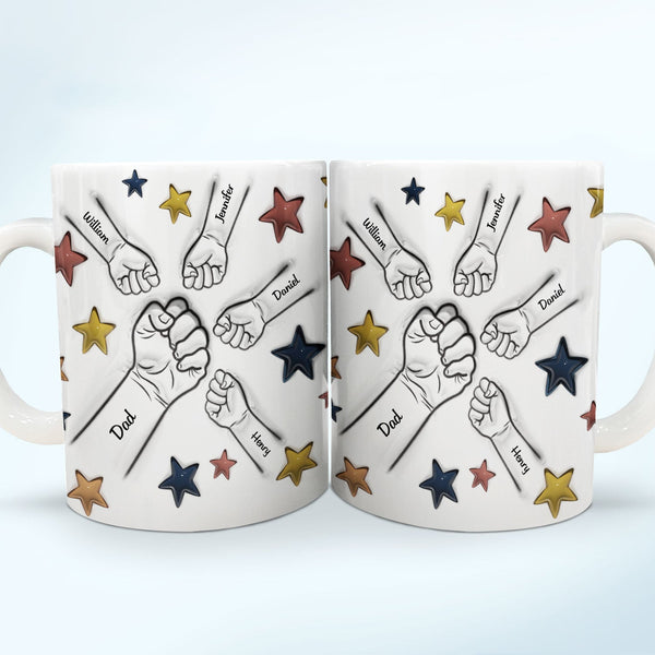 Fist Bump, un lien indéfectible - Cadeau pour papa, grand-père, maman, grand-mère - Mug imprimé effet gonflé 3D, mug blanc personnalisé bord à bord