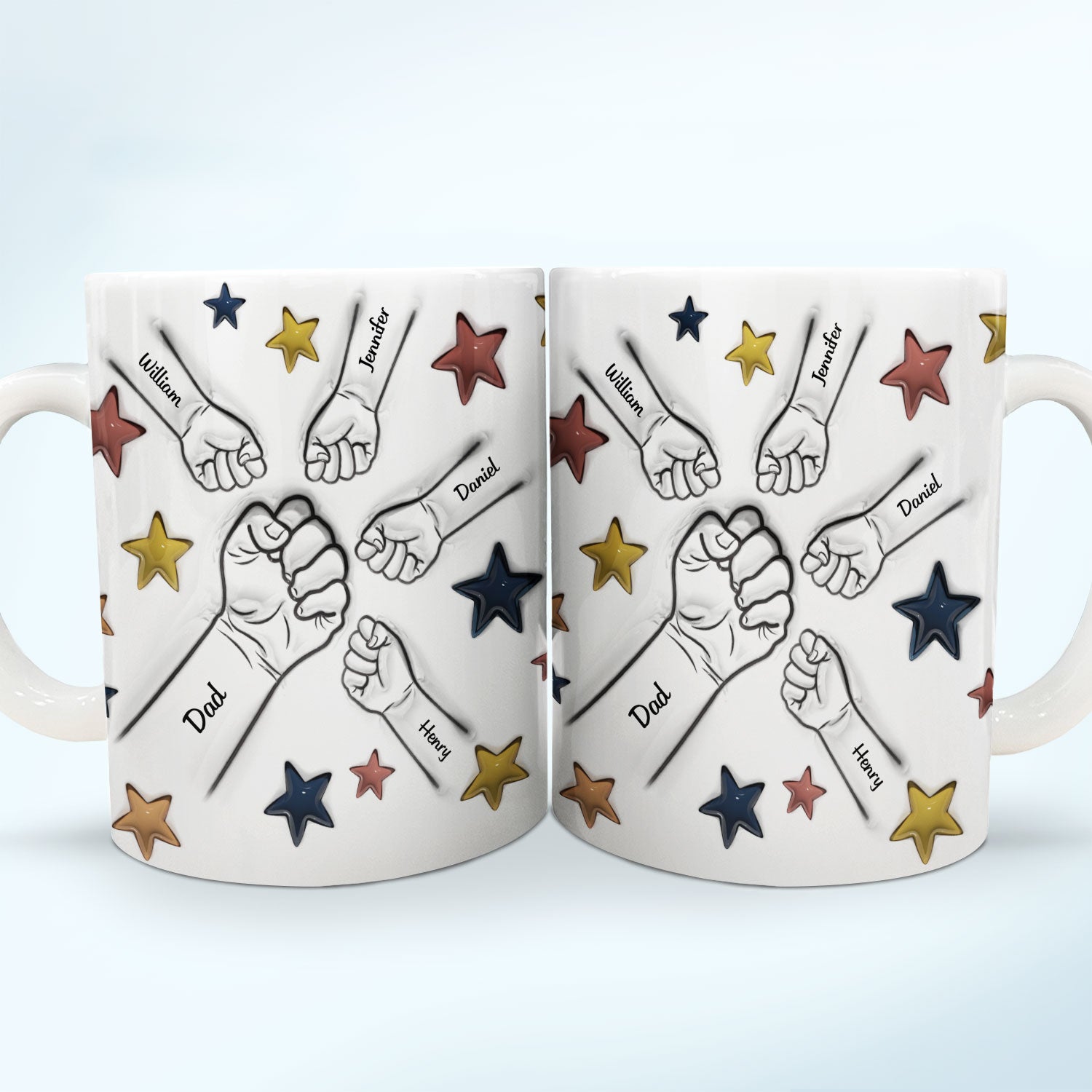 Fist Bump, A Bond That Can Never Be Broken - Gift For Dad, Grandpa, Mom, Grandma - 3D Inflated Effect Printed Mug, Personalized White Edge-to-Edge Mug
