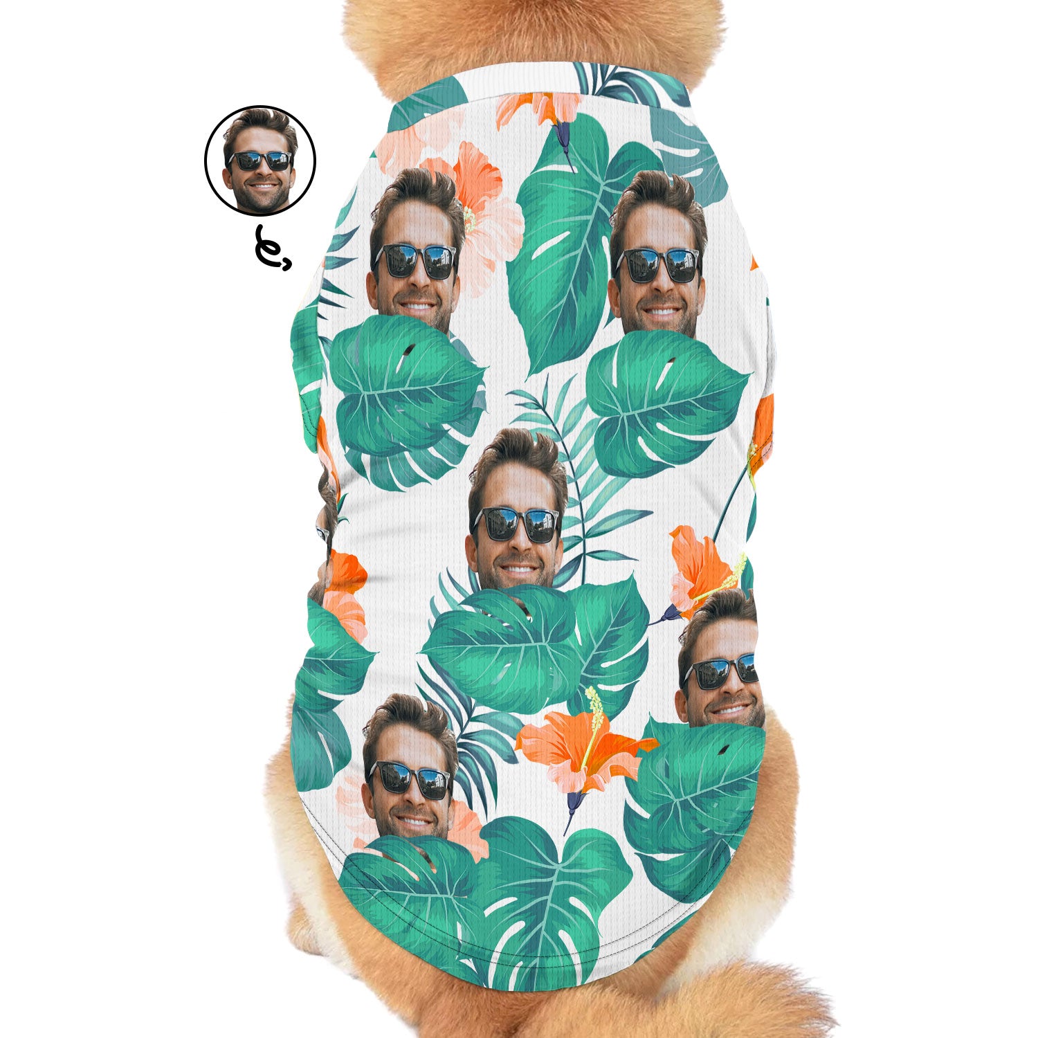 Custom Photo Funny Family Pet Dad Face - Tropical Style - Personalized Pet Shirt