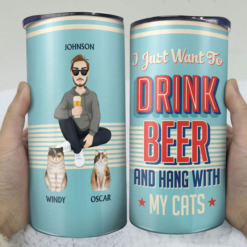 I Just Want To Drink Beer And Hang With My Dogs - Personalized 4 In 1 Can Cooler Tumbler