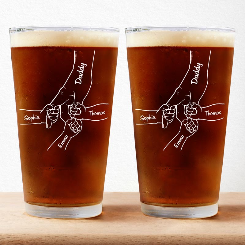 Hand In Hand, I Will Always Protect You - Personalized Pint Glass