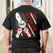 T-shirt personnalisé avec imprimé au dos « Meilleur papa de tous les temps » avec étoiles et rayures