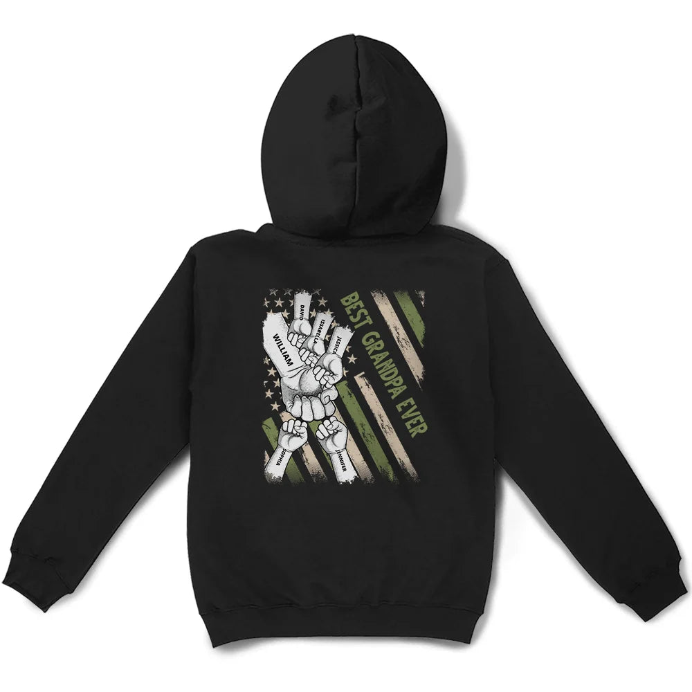 Best Dad, Papa Ever Stars And Stripes - Personalized Back Printed T Shirt