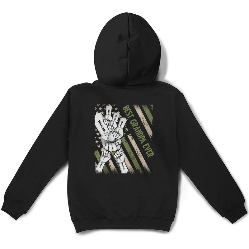 Best Dad, Papa Ever Stars And Stripes - Personalized Back Printed T Shirt