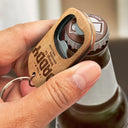 This Grandpa Belongs To Wooden Titles - Personalized Bottle Opener Keychain