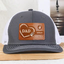 Granddad Dad Kids Handprints Heart - Personalized Leather Patch Hat