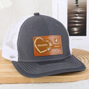 Granddad Dad Kids Handprints Heart - Personalized Leather Patch Hat