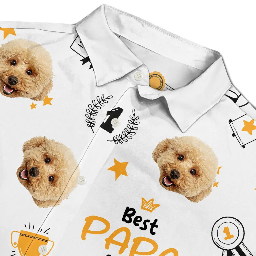 Trophée photo personnalisé « Meilleur papa de chien de tous les temps » - T-shirt hawaïen personnalisé
