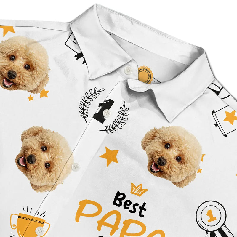 Trophée photo personnalisé « Meilleur papa de chien de tous les temps » - T-shirt hawaïen personnalisé