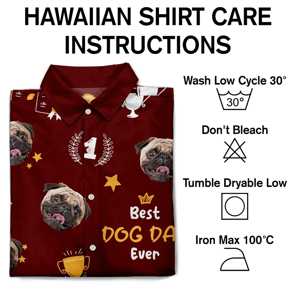 Trophée photo personnalisé « Meilleur papa de chien de tous les temps » - T-shirt hawaïen personnalisé