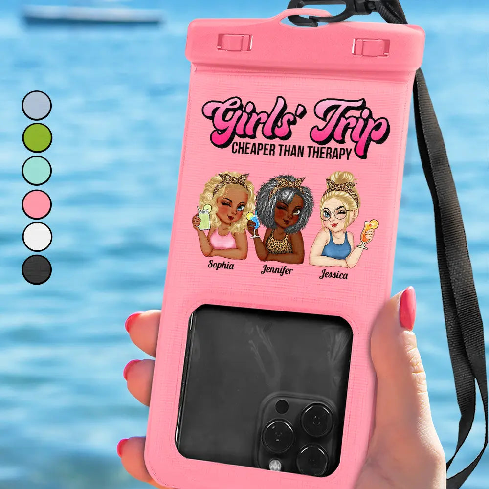 Girls Trip Cheaper Than Therapy Turban Woman Summer Beach - Personalized Waterproof Phone Pouch