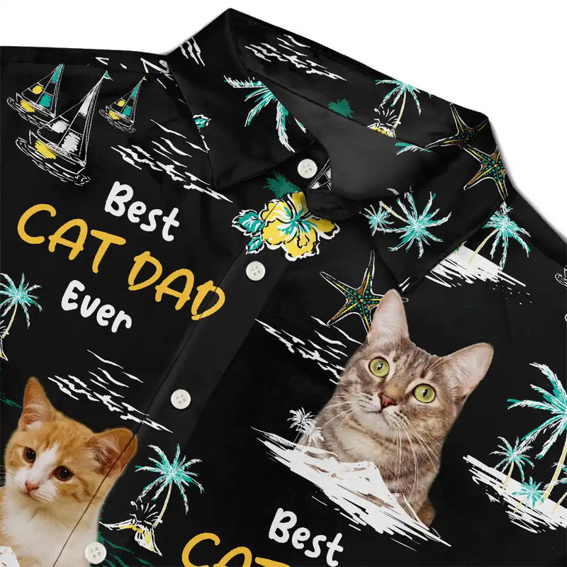 Custom Photo Best Dog Dad Ever Tropical Island - Personalized Hawaiian Shirt