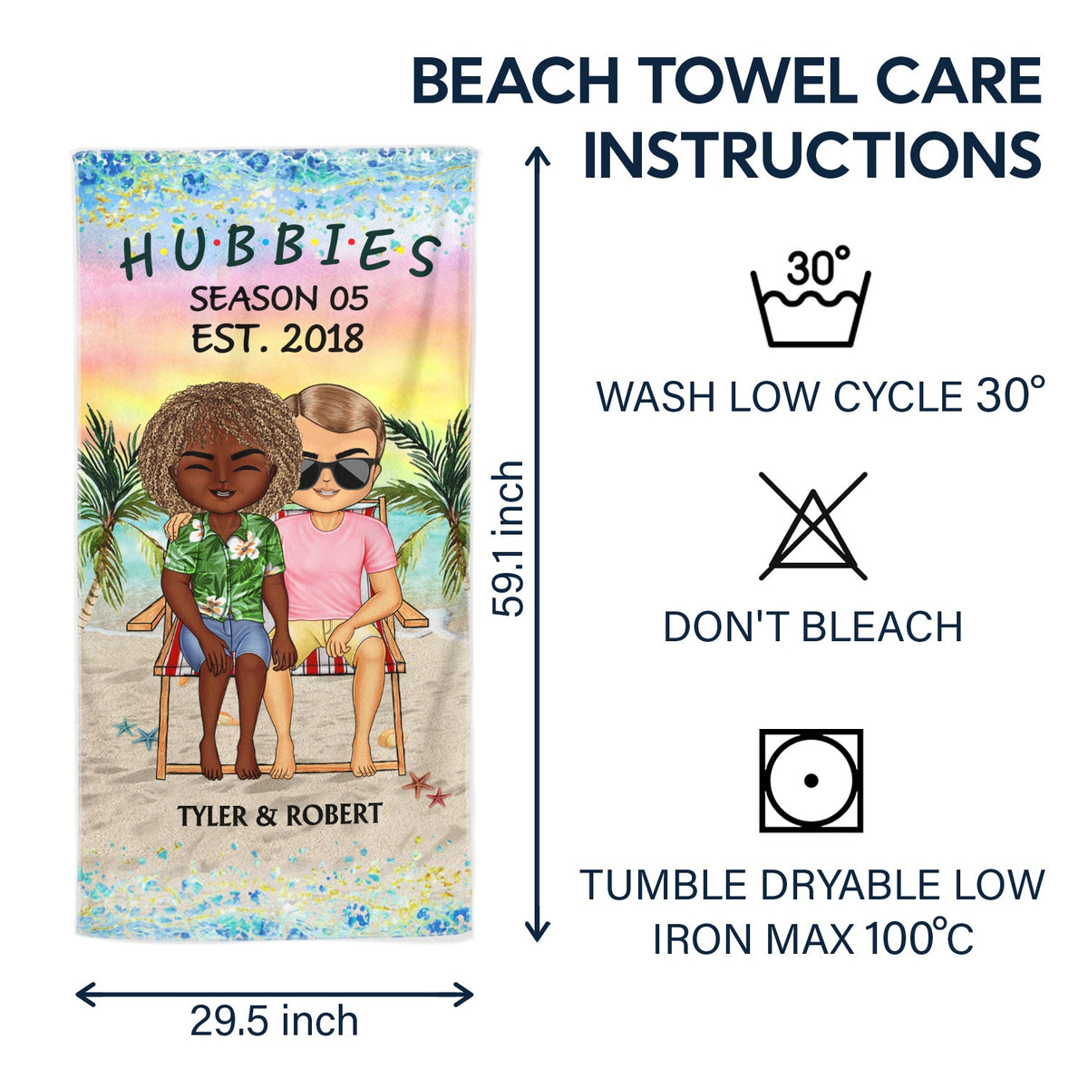 Hubby And Wifey Seasons - Birthday, Anniversary Gift For Spouse, Lover, Husband, Wife, Boyfriend, Girlfriend, Couple - Personalized Custom Beach Towel