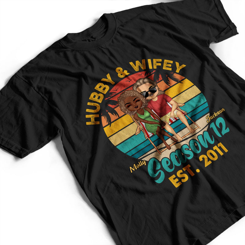 Mari et femme Seasons Beach - Cadeau d'anniversaire pour conjoint, amoureux, mari, femme, petit ami, petite amie, couple - T-shirt personnalisé