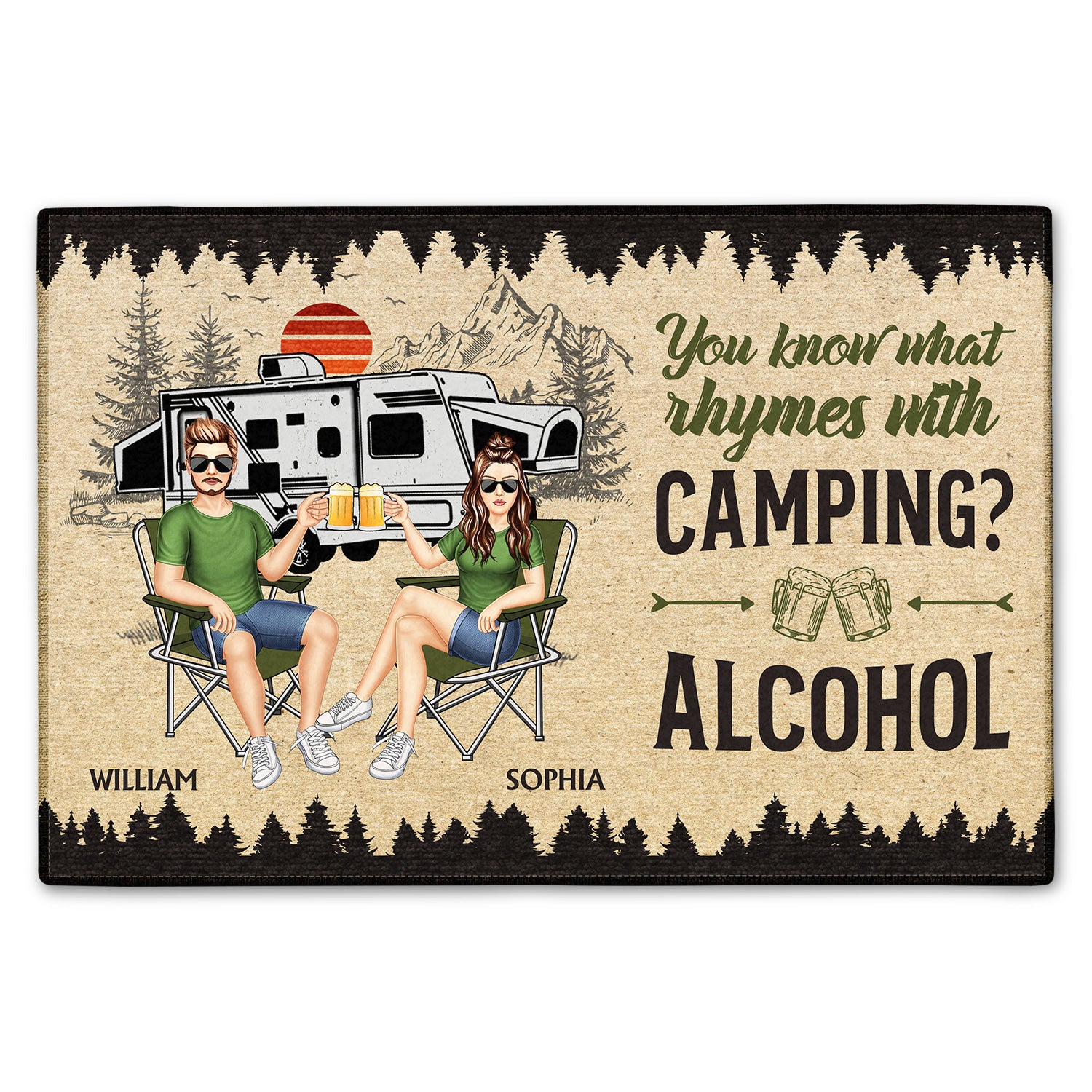 You Know What Rhymes With Camping Alcohol - Birthday, Loving, Anniversary, Traveling Gift For Spouse, Husband, Wife, Couple - Personalized Doormat
