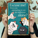 Excuse Me Were You Attempting To Use The Bathroom Alone - Home Decor Gift For Cat Lovers - Personalized Classic Metal Signs