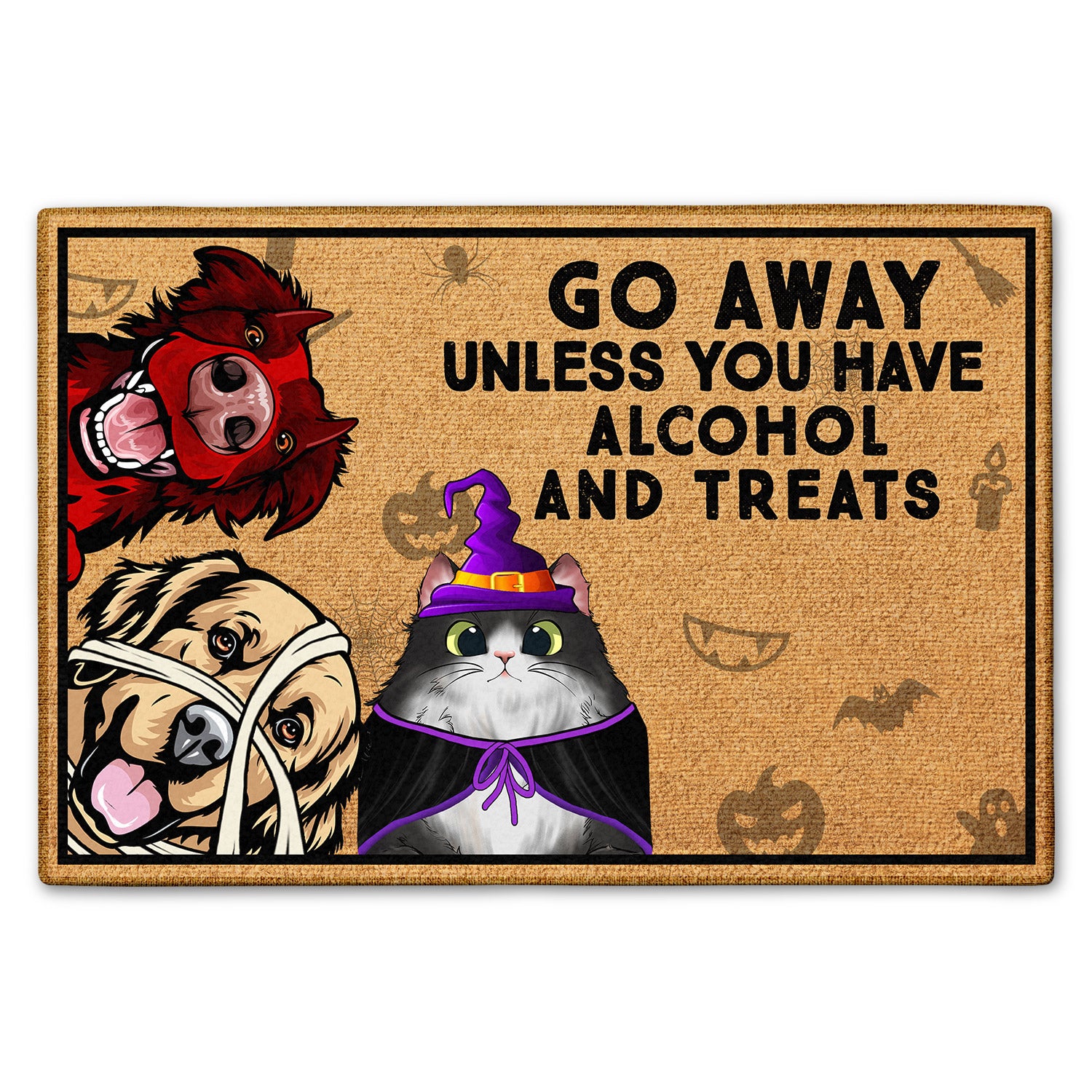 Go Away Unless You Have Alcohol And Treats - Birthday, Home Warming, Funny Gift For Couples, Dog, Cat Lovers - Personalized Doormat