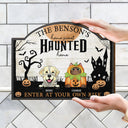 Home Haunted Home Enter At Your Own Risk - Halloween, Birthday, Home Warming, Funny Gift For Dog Lovers, Cat Lovers - Personalized Custom Shaped Wood Sign