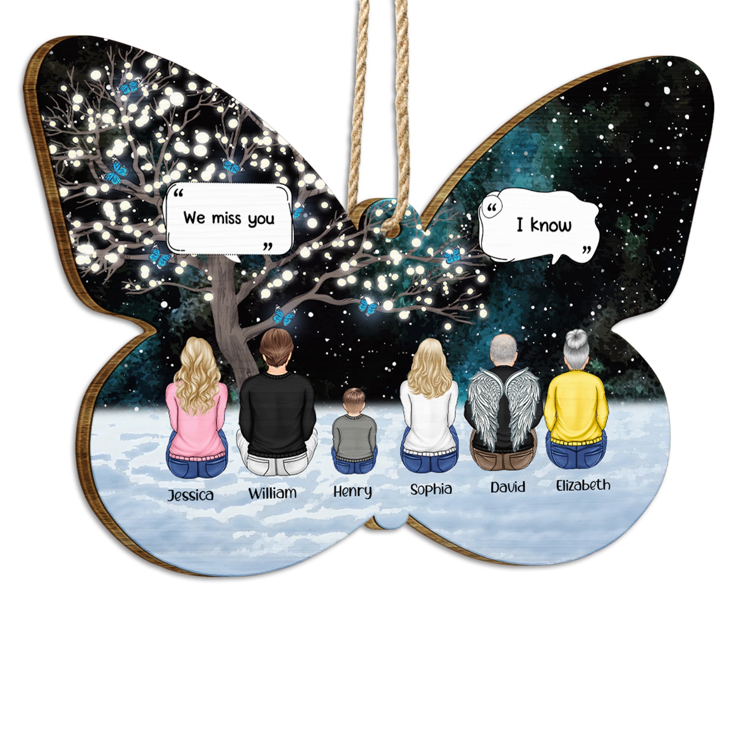 We Miss You - Christmas Memorial Grief Gift - Personalized Custom Shaped Wooden Ornament