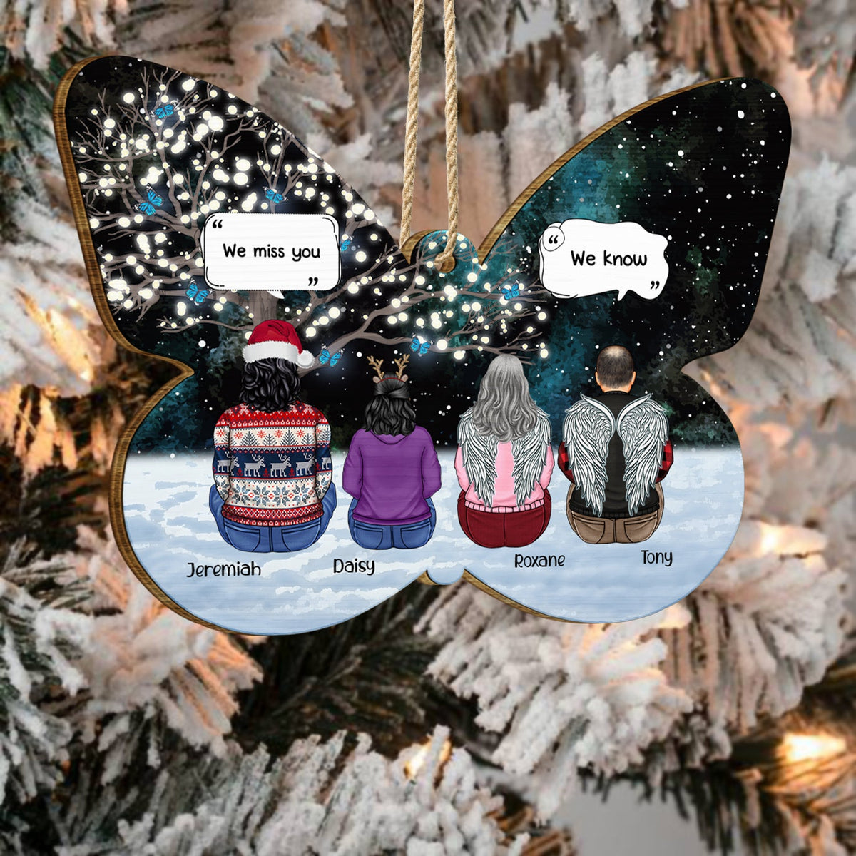 We Miss You - Christmas Memorial Grief Gift - Personalized Custom Shaped Wooden Ornament