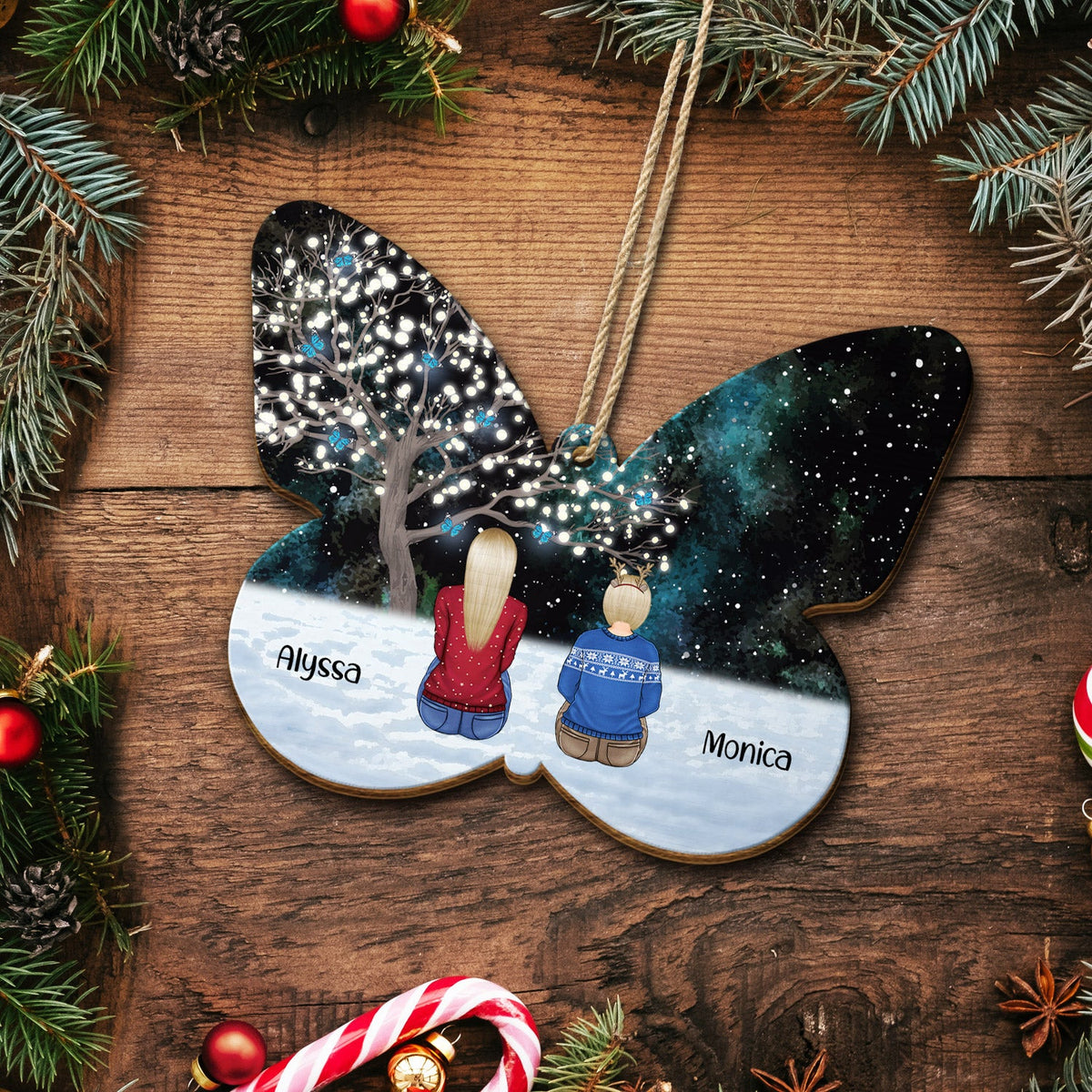 We Miss You - Christmas Memorial Grief Gift - Personalized Custom Shaped Wooden Ornament