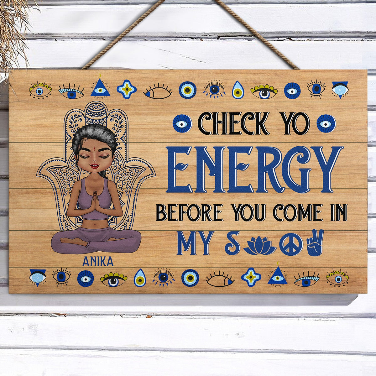 Please Be Mindful Of The Energy You Bring Into This Space - Birthday, Loving Gift For Yourself, Women, Yoga Lovers - Personalized Wood Rectangle Sign
