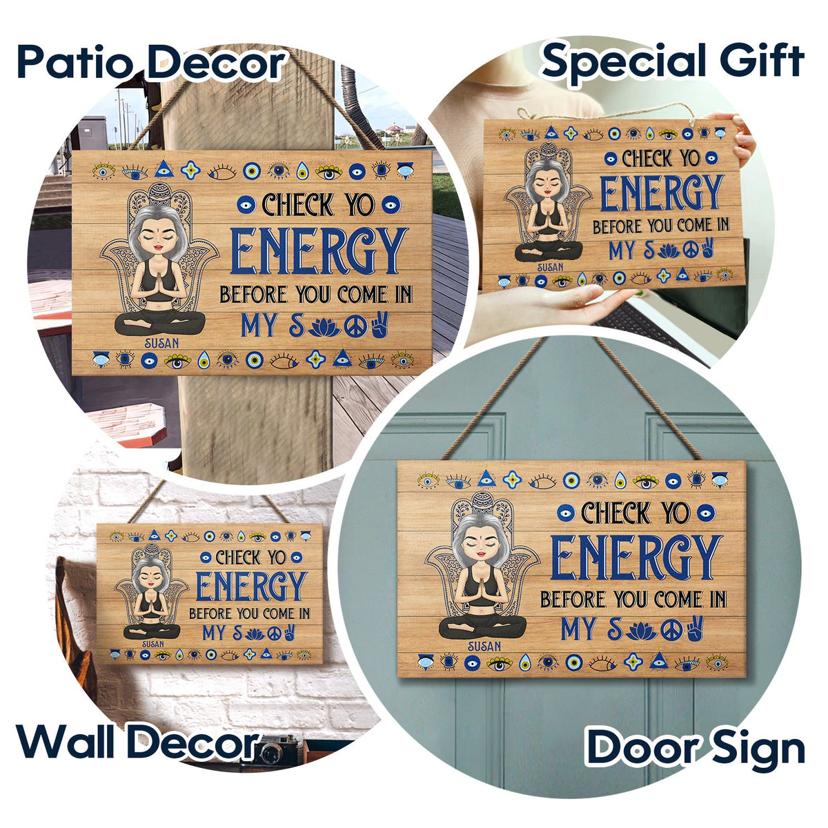 Please Be Mindful Of The Energy You Bring Into This Space - Birthday, Loving Gift For Yourself, Women, Yoga Lovers - Personalized Wood Rectangle Sign