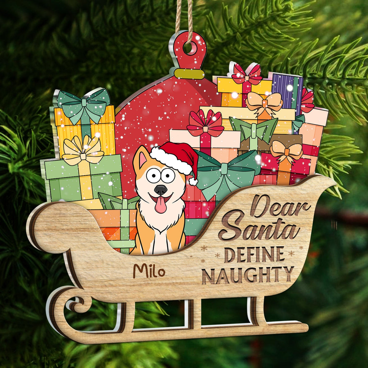 Dear Santa Define Naughty Dogs, Cats - Christmas, Birthday, Funny Gift For Dog Lovers, Cat Lovers, Pet Owners - Personalized 2-Layered Mix Ornament
