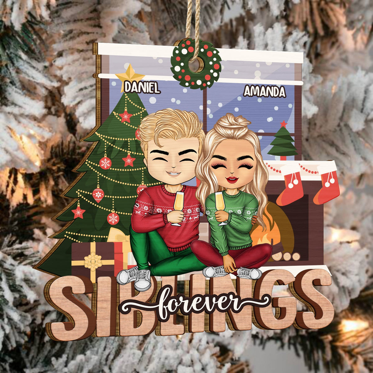 Bestie Forever - Christmas Gift For Best Friends, Colleagues, Sibling, Family - Personalized Wooden Cutout Ornament