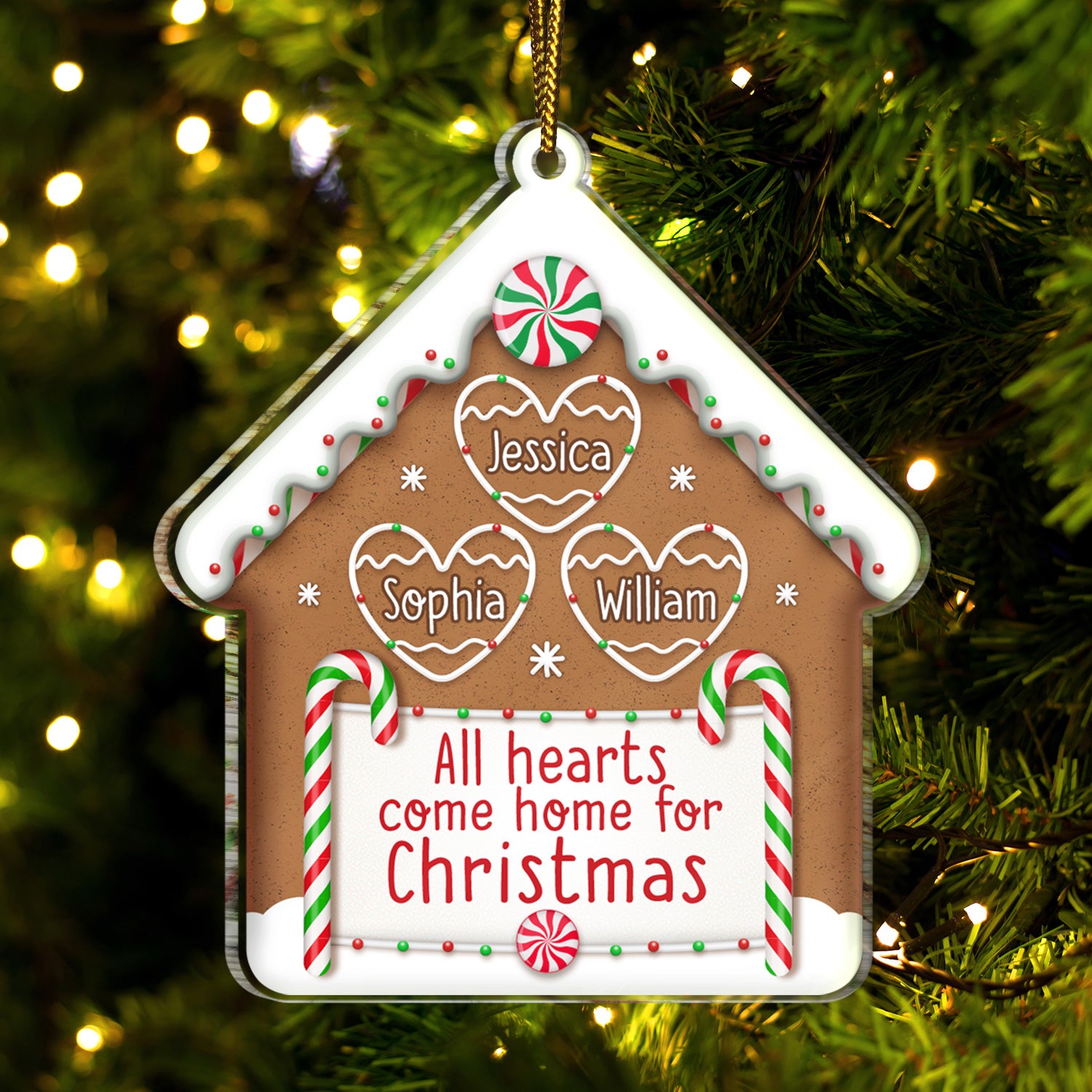 All Hearts Come Home For Christmas Cookie House - Xmas Gift For Family - Personalized Custom Shaped Acrylic Ornament