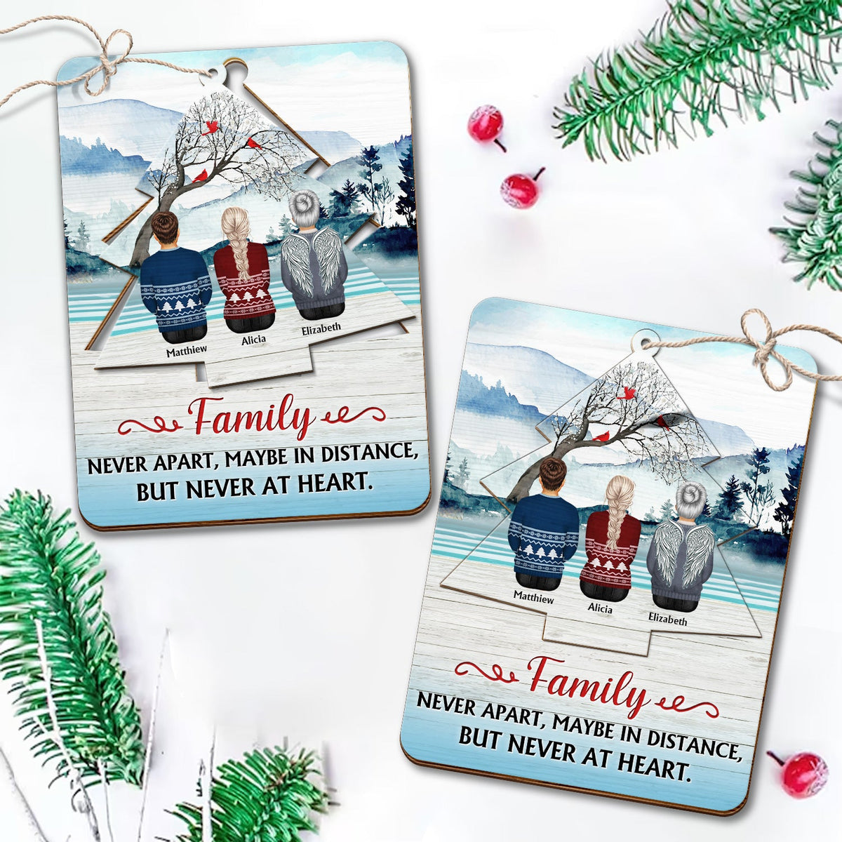 Greatest Gift Our Parents Gave Us Sibling - Christmas Gift For Family - Personalized Wooden Card With Pop Out Ornament