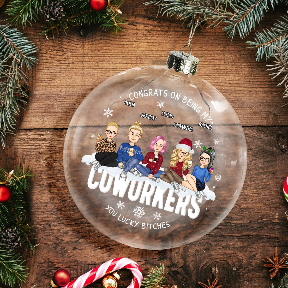 Congrats On Being My Bestie - Christmas Gift For Friends, Sisters, Sibling - Personalized Clear Flat Ball Ornament