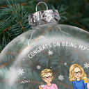 Congrats On Being My Bestie - Christmas Gift For Friends, Sisters, Sibling - Personalized Clear Flat Ball Ornament
