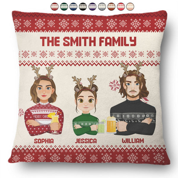 Flat Art - Christmas, Funny Gift For Family, Couple, Dad, Mom, Grandpa, Grandma - Personalized Pillow