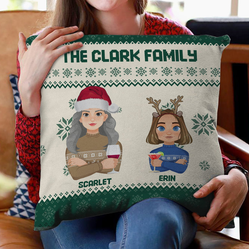Flat Art - Christmas, Funny Gift For Family, Couple, Dad, Mom, Grandpa, Grandma - Personalized Pillow