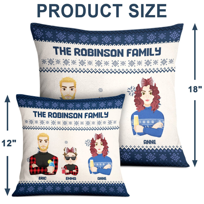 Flat Art - Christmas, Funny Gift For Family, Couple, Dad, Mom, Grandpa, Grandma - Personalized Pillow