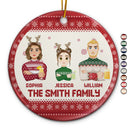 Flat Art - Christmas, Funny Gift For Family, Couple, Dad, Mom, Grandpa, Grandma - Personalized Circle Ceramic Ornament