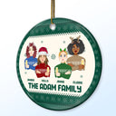 Flat Art - Christmas, Funny Gift For Family, Couple, Dad, Mom, Grandpa, Grandma - Personalized Circle Ceramic Ornament