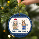 Flat Art - Christmas, Funny Gift For Family, Couple, Dad, Mom, Grandpa, Grandma - Personalized Circle Ceramic Ornament